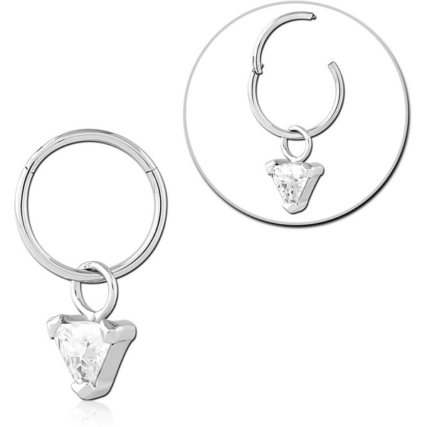 STERILE SURGICAL STEEL HINGED SEGMENT RING WITH JEWELLED CHARM