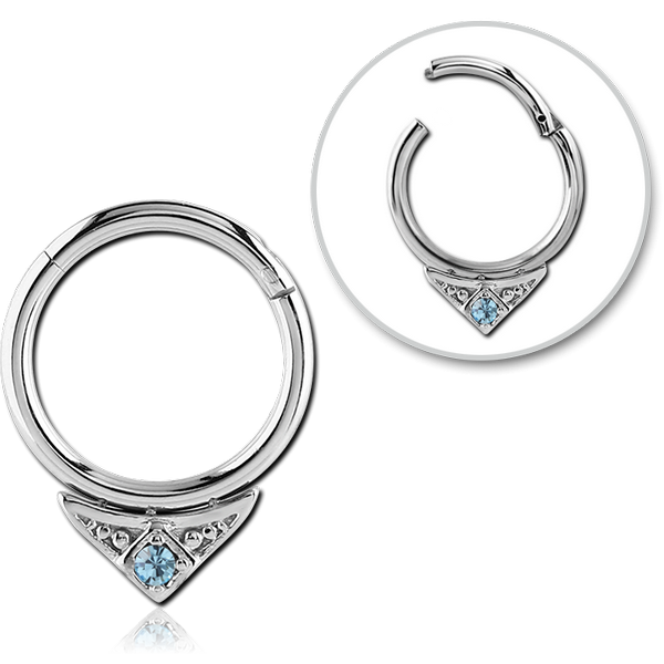 STERILE SURGICAL STEEL ROUND PRONG SET JEWELLED HINGED SEGMENT RING