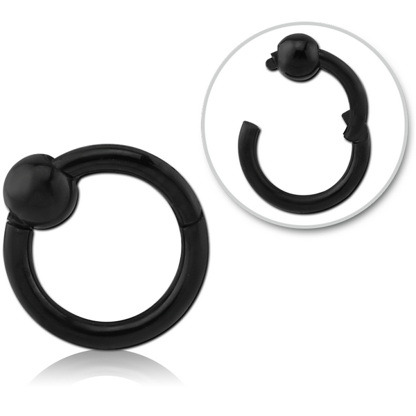 STERILE BLACK PVD COATED SURGICAL STEEL HINGED SEGMENT RING WITH BALL