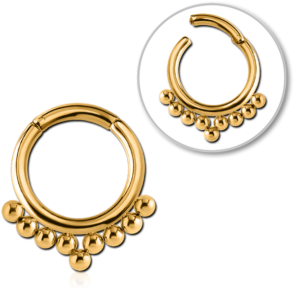 STERILE GOLD PVD COATED SURGICAL STEEL HINGED SEGMENT RING