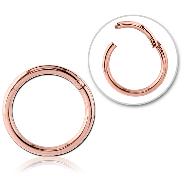 STERILE ROSE GOLD PVD COATED SURGICAL STEEL HINGED SEGMENT RING
