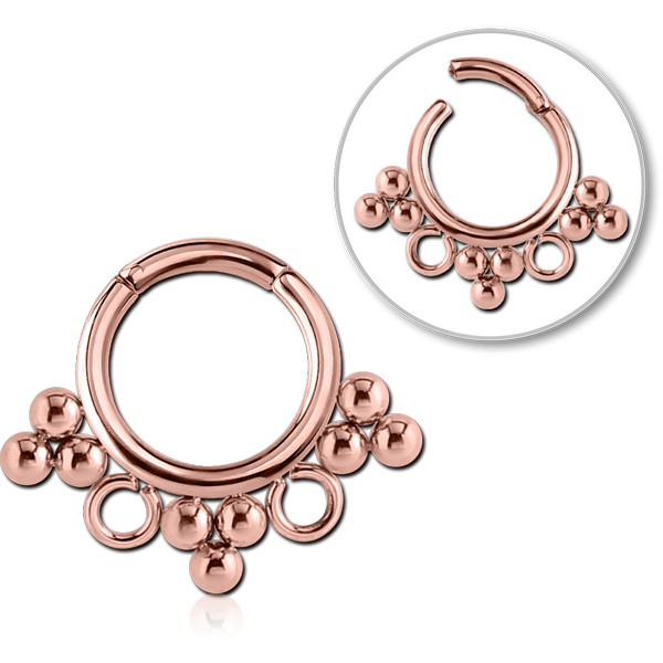STERILE ROSE GOLD PVD COATED SURGICAL STEEL HINGED SEGMENT RING