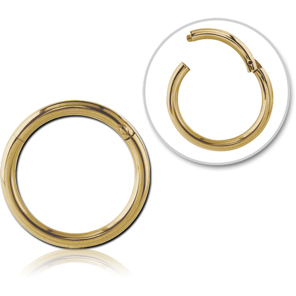 STERILE ZIRCON GOLD PVD COATED SURGICAL STEEL HINGED SEGMENT RING