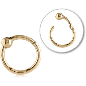 ZIRCON GOLD PVD COATED SURGICAL STEEL HINGED SEGMENT RING WITH BALL