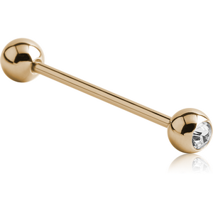 ZIRCON GOLD PVD COATED SURGICAL STEEL PREMIUM CRYSTAL JEWELLED BARBELL
