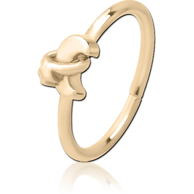 ZIRCON GOLD PVD COATED SURGICAL STEEL SEAMLESS RING - ANNULAR ECLIPSE AND STAR