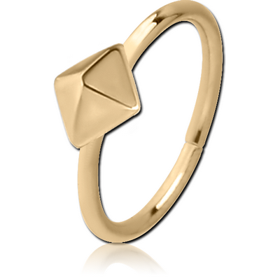ZIRCON GOLD PVD COATED SURGICAL STEEL SEAMLESS RING - PYRAMID