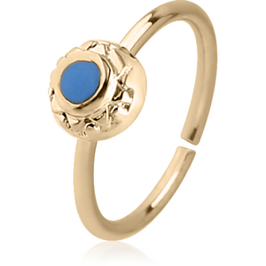 ZIRCON GOLD PVD COATED SURGICAL STEEL SEAMLESS RING WITH ENAMEL - CIRCLE
