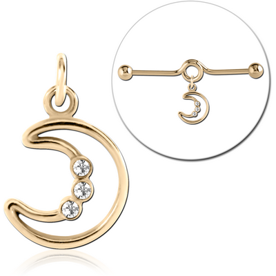 ZIRCON GOLD PVD COATED SURGICAL STEEL JEWELLED CHARM FOR INDUSTRIAL BARBELL