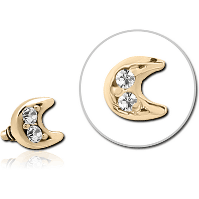 ZIRCON GOLD PVD COATED SURGICAL STEEL JEWELLED ATTACHMENT FOR 1.6MM INTERNALLY THREADED PINS - CRESCENT PRONGS