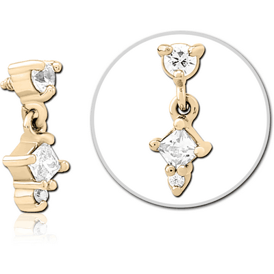 ZIRCON GOLD PVD COATED SURGICAL STEEL JEWELLED MICRO ATTACHMENT FOR 1.6MM INTERNALLY THREADED PINS
