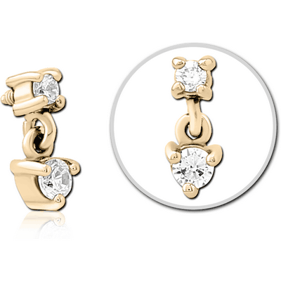ZIRCON GOLD PVD COATED SURGICAL STEEL JEWELLED MICRO ATTACHMENT FOR 1.6MM INTERNALLY THREADED PINS