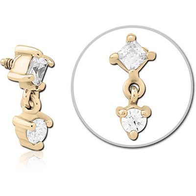 ZIRCON GOLD PVD COATED SURGICAL STEEL JEWELLED MICRO ATTACHMENT FOR 1.6MM INTERNALLY THREADED PINS