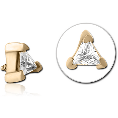 ZIRCON GOLD PVD COATED SURGICAL STEEL JEWELLED MICRO ATTACHMENT FOR 1.2MM INTERNALLY THREADED PINS - TRIANGLE