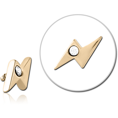 ZIRCON GOLD PVD COATED SURGICAL STEEL JEWELLED MICRO ATTACHMENT FOR 1.2MM INTERNALLY THREADED PINS - THUNDER