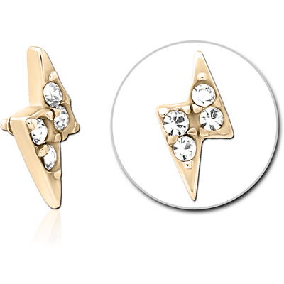 ZIRCON GOLD PVD COATED SURGICAL STEEL JEWELLED MICRO ATTACHMENT FOR 1.2MM INTERNALLY THREADED PINS - THUNDER