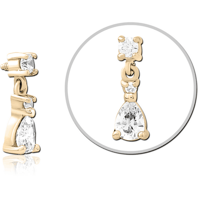 ZIRCON GOLD PVD COATED SURGICAL STEEL JEWELLED MICRO ATTACHMENT FOR 1.2MM INTERNALLY THREADED PINS