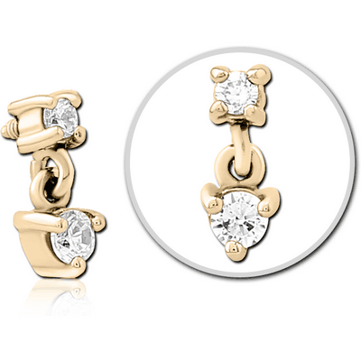 ZIRCON GOLD PVD COATED SURGICAL STEEL JEWELLED MICRO ATTACHMENT FOR 1.2MM INTERNALLY THREADED PINS