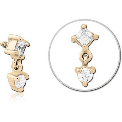 ZIRCON GOLD PVD COATED SURGICAL STEEL JEWELLED MICRO ATTACHMENT FOR 1.2MM INTERNALLY THREADED PINS