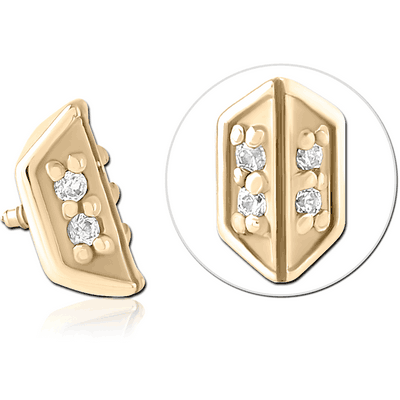 ZIRCON GOLD PVD SURGICAL STEEL JEWELLED MICRO ATTACHMENT FOR 1.2MM INTERNALLY THREADED PINS