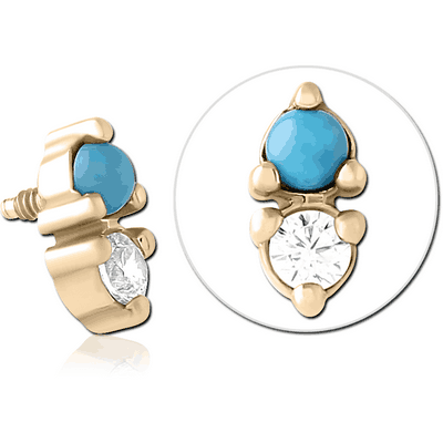ZIRCON GOLD PVD SURGICAL STEEL JEWELLED MICRO ATTACHMENT FOR 1.2MM INTERNALLY THREADED PINS