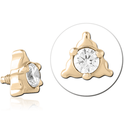 ZIRCON GOLD PVD SURGICAL STEEL JEWELLED MICRO ATTACHMENT FOR 1.2MM INTERNALLY THREADED PINS