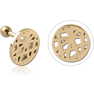 ZIRCON GOLD PVD COATED SURGICAL STEEL TRAGUS MICRO BARBELL - FILIGREE