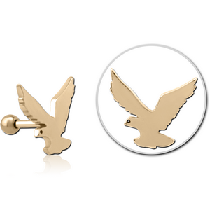 ZIRCON GOLD PVD COATED SURGICAL STEEL TRAGUS MICRO BARBELL - EAGLE