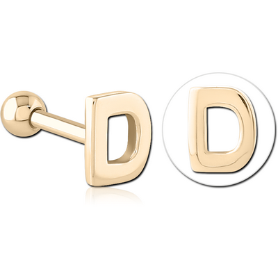 ZIRCON GOLD PVD COATED SURGICAL STEEL TRAGUS MICRO BARBELL - D