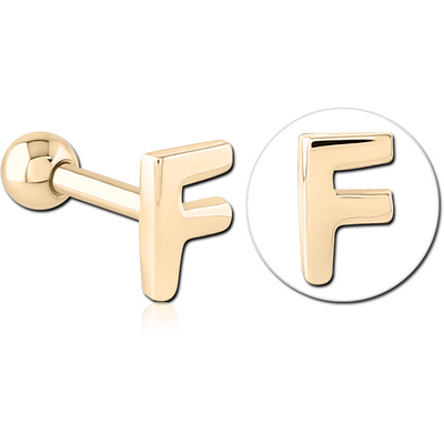 ZIRCON GOLD PVD COATED SURGICAL STEEL TRAGUS MICRO BARBELL - F