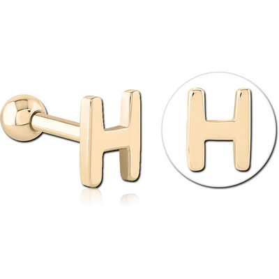 ZIRCON GOLD PVD COATED SURGICAL STEEL TRAGUS MICRO BARBELL - H