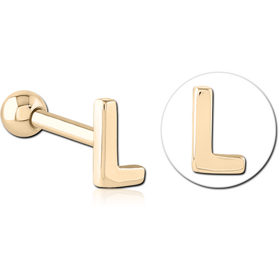 ZIRCON GOLD PVD COATED SURGICAL STEEL TRAGUS MICRO BARBELL - L