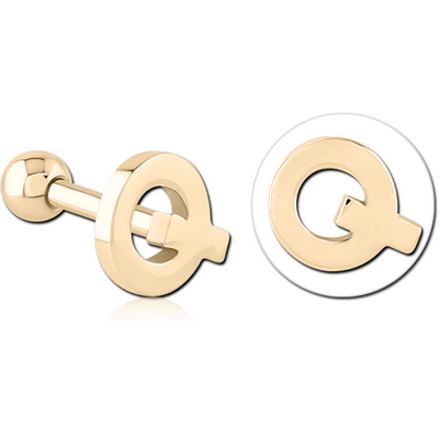 ZIRCON GOLD PVD COATED SURGICAL STEEL TRAGUS MICRO BARBELL - Q