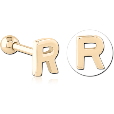 ZIRCON GOLD PVD COATED SURGICAL STEEL TRAGUS MICRO BARBELL - R