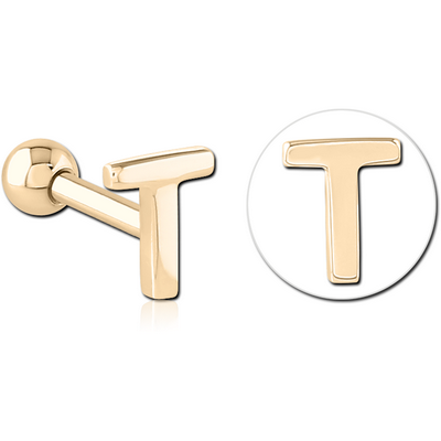 ZIRCON GOLD PVD COATED SURGICAL STEEL TRAGUS MICRO BARBELL - T