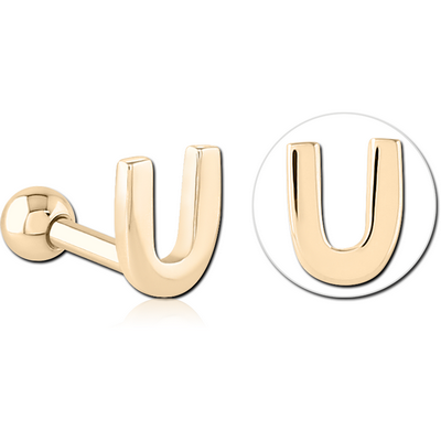 ZIRCON GOLD PVD COATED SURGICAL STEEL TRAGUS MICRO BARBELL - U
