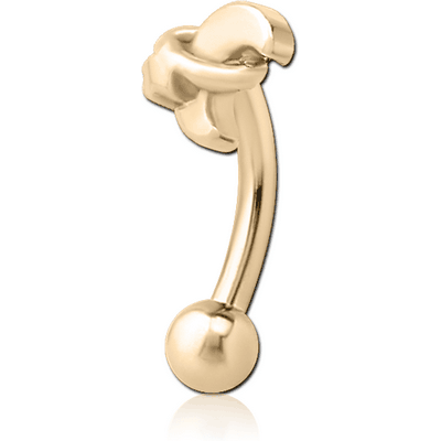ZIRCON GOLD PVD COATED SURGICAL STEEL FANCY CURVED MICRO BARBELL - ANNULAR ECLIPSE AND STAR