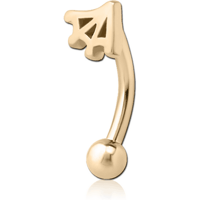 ZIRCON GOLD PVD COATED SURGICAL STEEL FANCY CURVED MICRO BARBELL - WEB
