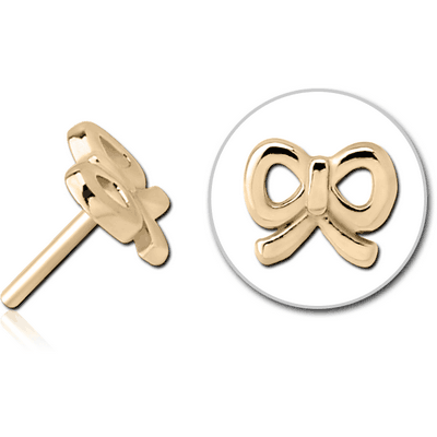 ZIRCON GOLD PVD COATED SURGICAL STEEL THREADLESS ATTACHMENT - BOW TIE