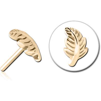ZIRCON GOLD PVD COATED SURGICAL STEEL THREADLESS ATTACHMENT - LEAF
