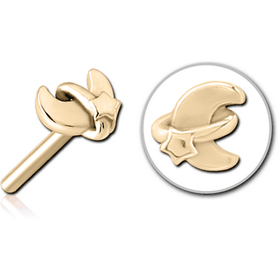 ZIRCON GOLD PVD COATED SURGICAL STEEL THREADLESS ATTACHMENT - ANNULAR ECLIPSE AND STAR