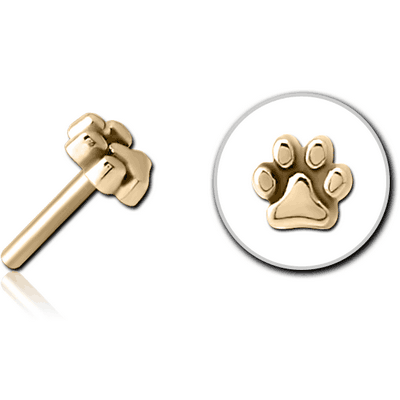 ZIRCON GOLD PVD COATED SURGICAL STEEL THREADLESS ATTACHMENT - PLAIN ANIMAL PAW