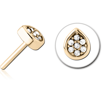 ZIRCON GOLD PVD COATED SURGICAL STEEL JEWELLED THREADLESS ATTACHMENT - DROP