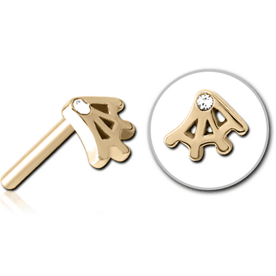 ZIRCON GOLD PVD COATED SURGICAL STEEL JEWELLED THREADLESS ATTACHMENT - WEB