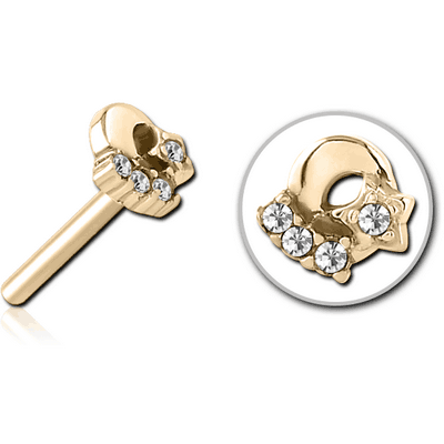 ZIRCON GOLD PVD COATED SURGICAL STEEL JEWELLED THREADLESS ATTACHMENT - PLAIN MOON AND STARS