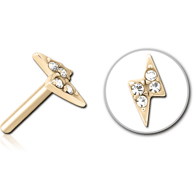 ZIRCON GOLD PVD COATED SURGICAL STEEL JEWELLED THREADLESS ATTACHMENT - THUNDER