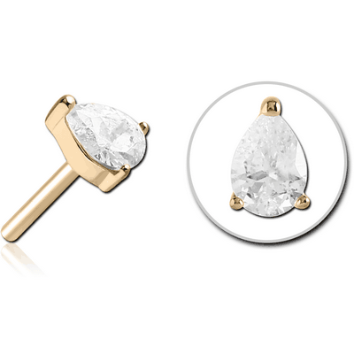 ZIRCON GOLD PVD COATED SURGICAL STEEL JEWELLED THREADLESS ATTACHMENT - DROP
