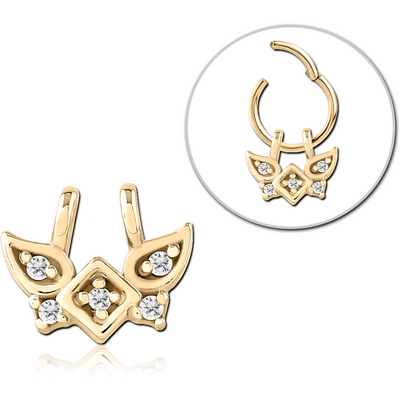 ZIRCON GOLD PVD COATED SURGICAL STEEL SLIDING JEWELLED CHARM FOR HINGED SEGMENT RING