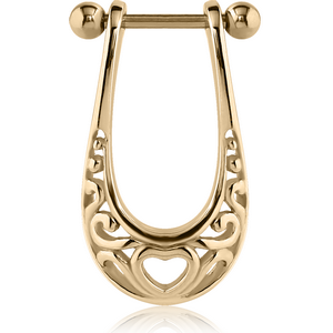 ZIRCON GOLD PVD COATED SURGICAL STEEL CARTILAGE SHIELD - HEART