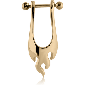 ZIRCON GOLD PVD COATED SURGICAL STEEL CARTILAGE SHIELD - FLAME